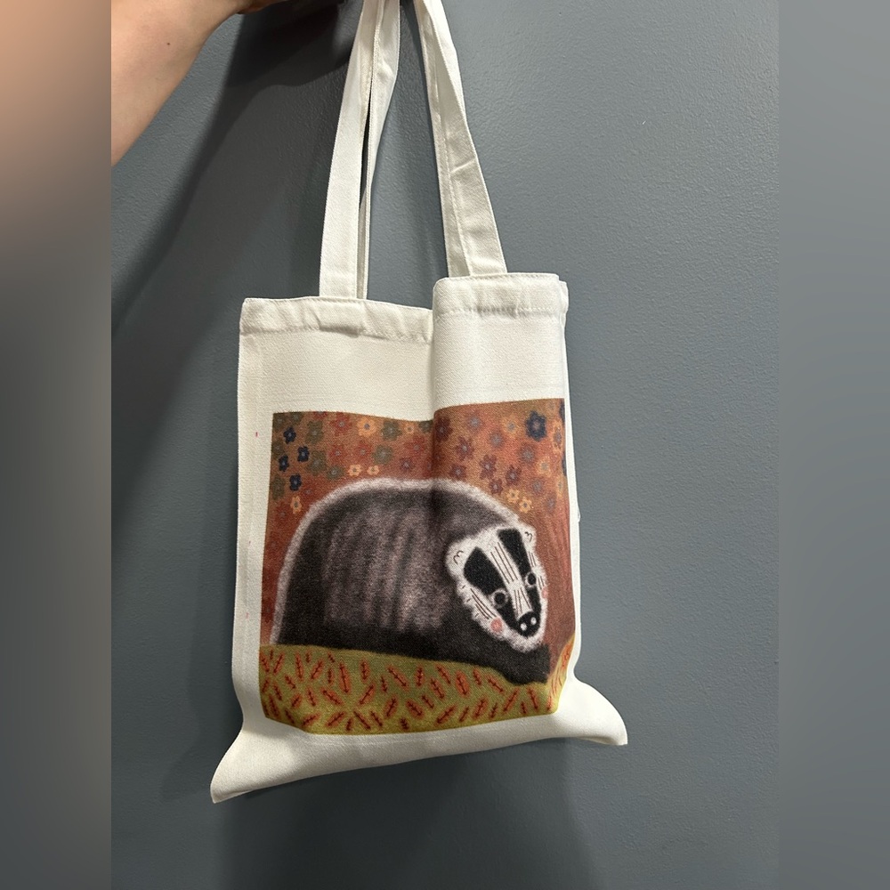 🖼️Pastel European Badger Tote Bag: Original Pastel Art